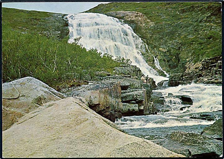 Grønland. Vandfald ved Amitsuarssuk, Sydgrønland. KGH no. 7. Trykt af Grønlund. Med tiltryk. 