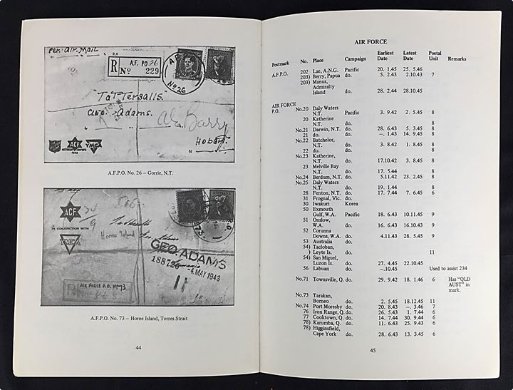 Postmarks of the Australian Forces from all Fronts 1939 to 1953 af Stephenson Stobbs. Illustreret håndbog 64 sider.