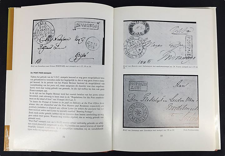 Poststempels in Nederlands Oost Indie 1789-1864 af W. S. Wolff de Beer. Håndbog og katalog 200 sider. 
