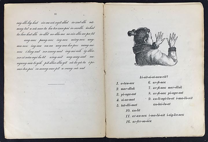 ABD - grønlandsk skolebog med tekst og illustrationer af Steffen Møller. 24 sider.