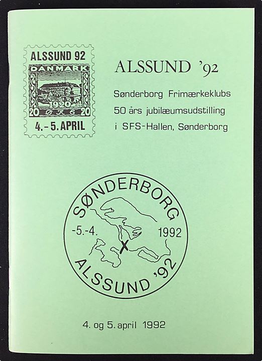 Alssund '92, katalog fra Sønderborg Frimærkeklubs 50 års udstilling med artikler om bl.a. tyske militærstempler fra Sønderborg og Det danske Postvæsens Udsending i Slesvig 1920. 62 sider.