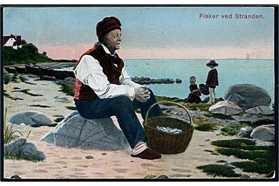 Fisker ved Stranden. Alex Vincents, Nationalserie no. 127/1. 