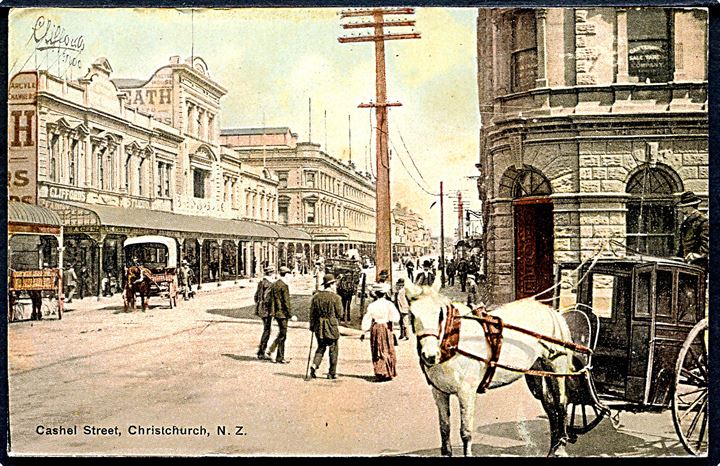 New Zealand, Christchurch, Cashel Street. Photocrom no. 51. 