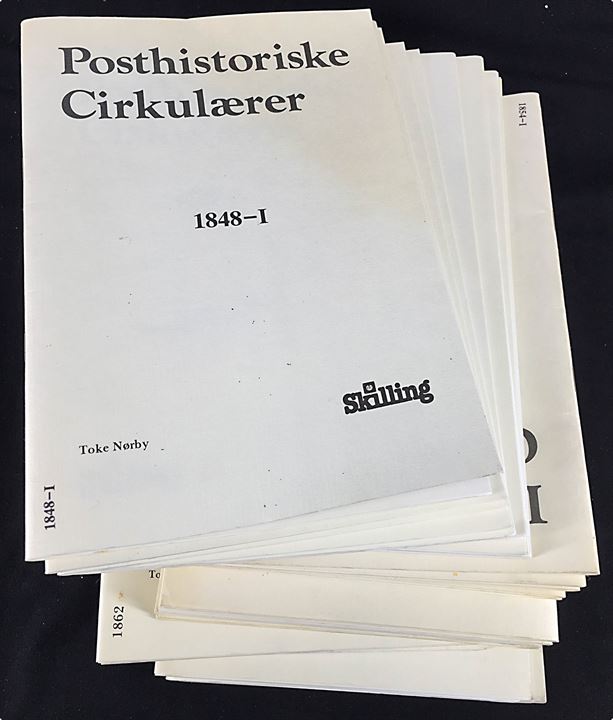 Posthistoriske Cirkulærer 1848-1868. I alt 26 hæfter (komplet sæt) fra forlaget Skilling.