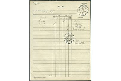 Postverket blanket 127 Liste m. kronet posthornstempel fra dampskibet D/S “Høgsfjord I” og sidestemplet Helle i Høgsfjord d. 5.6.1956.
