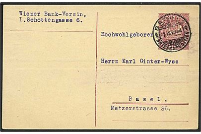 10 h. helsagsbrevkort fra Wien d. 27.1.1919 til Basel, Schweiz. Annulleret ved ankomsten Basel d. 1.2.1919.