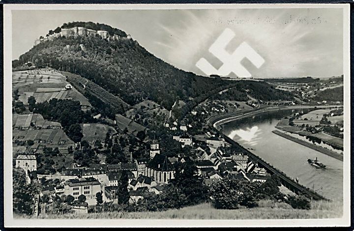 Tyskland. Hagekors over Königstein. Hakenkreuz postkarten verlag u/no. 