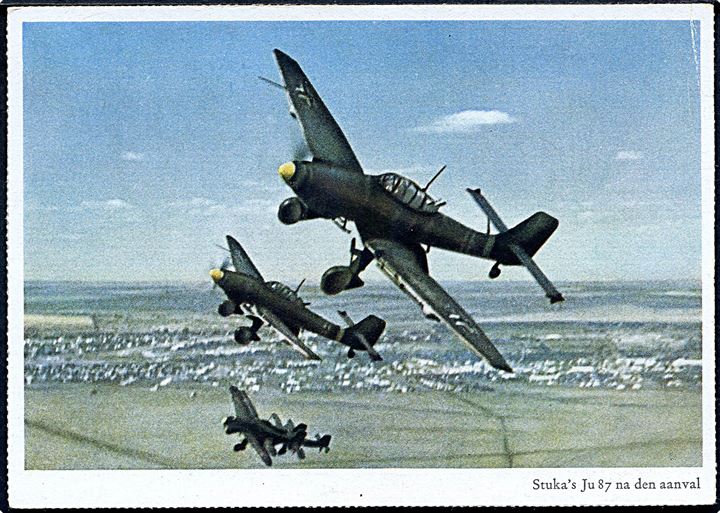 2. Verdenskrig. Krigsflyvere Stuka's Ju 87 na den aanval. Carl Werner u/no. 
