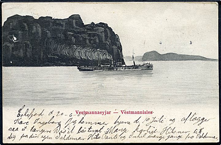 Island. Skib ved Vestmannaeyjar. Olafar O'Afsson no. 27294 / 40. (Afrevet mærke. Hul). 