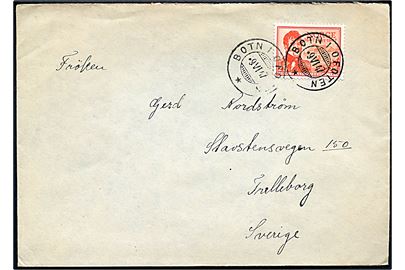 25 øre Postjubilæum på brev stemplet Botn i Ofoten d. 9.6.1947 til Trelleborg, Sverige.