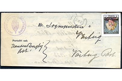 Ufrankeret tjenestebrev med Julemærke 1923 fra Ise d. 21.12.1923 til Varteig.