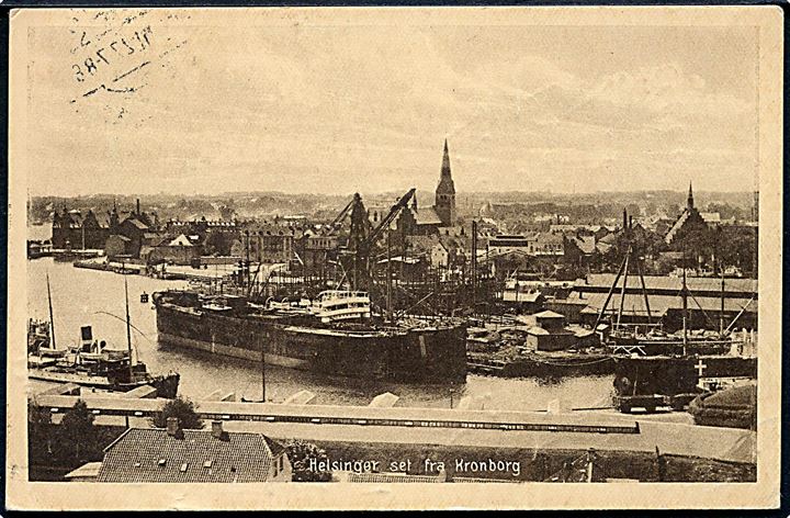 Helsingør havn set fra Kronborg. Stenders, Helsingør no. 35. 
