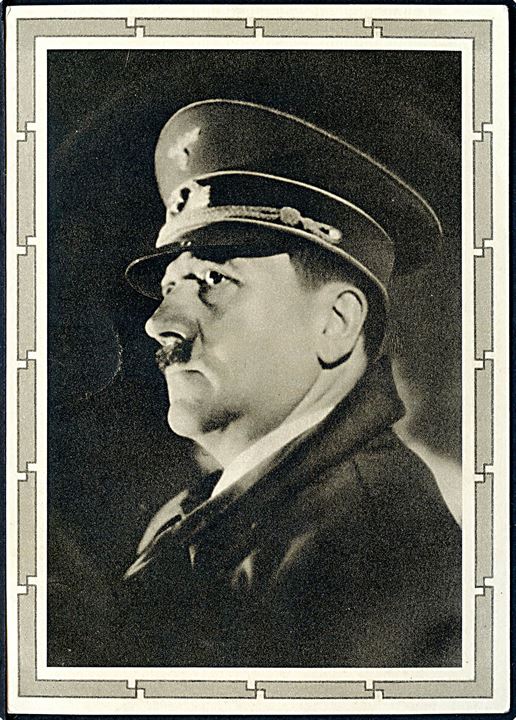 Adolf Hitler. 6+19 pfg. illustreret helsagsbrevkort. 