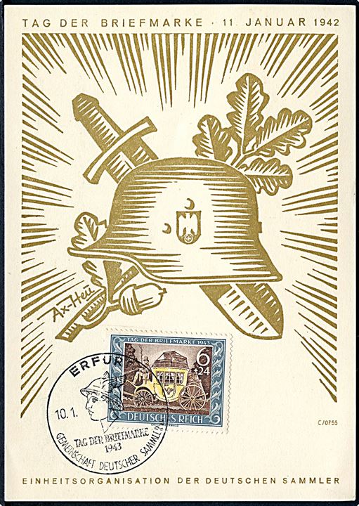 Tag der Briefmarke med 6+10 pfg. annulleret med særstempel i Erfurt d. 10.1.1943. Uadresseret.
