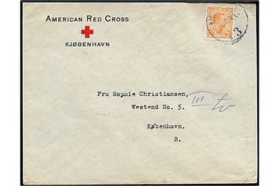 7 øre Chr. X single på fortrykt kuvert fra American Red Cross / Kjøbenhavn sendt lokalt i Kjøbenhavn d. 23.8.1919.