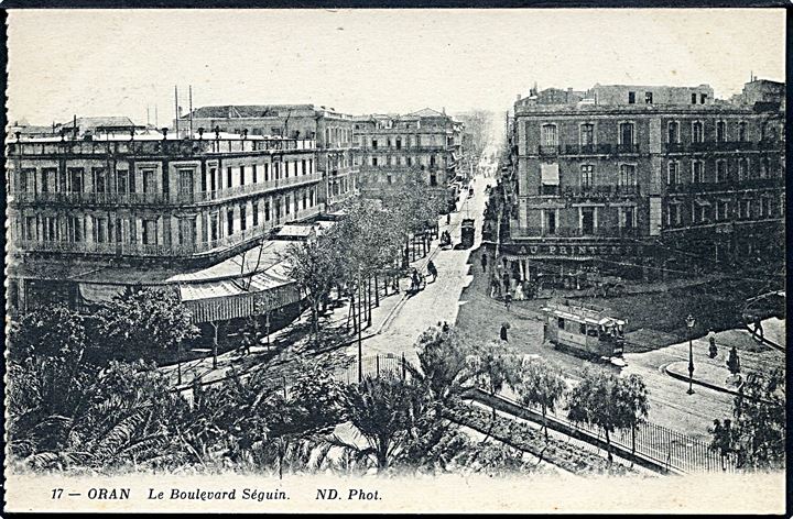 Algeriet. Oran. Le Boulevard Séguin. Med sporvogne. ND. Phot no. 17. 