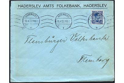 40 øre Chr. X med perfin H.A.F. på firmakuvert fra Haderslev Amts Folkebank i Haderslev d. 18.4.1923 til Flensburg, Tyskland.