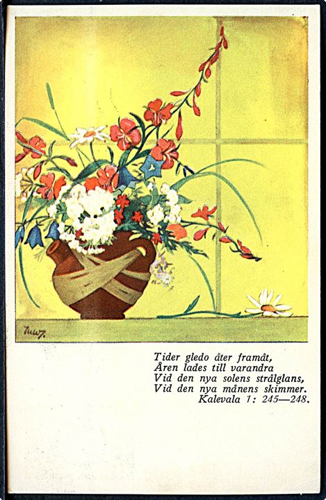 1,25 mk.+1,50 mk. illustreret Guldaxet helsagsbrevkort opfrankeret med 25 pen. Løve fra Helsingfors d. 23.5.1935 til Bremen, Tyskland.