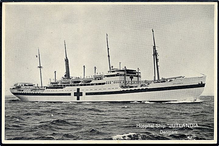 Jutlandia, Dansk Røde Kors hospitalsskib. Reklamekort fra rederiet Østasiatisk Kompagni anvendt med firmafranko i Rotterdam 1959.