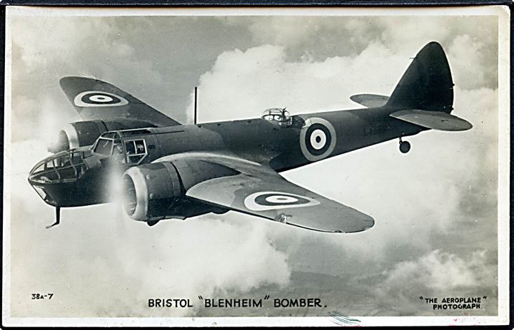 Bristol Blenheim bombemaskine fra Royal Air Force. Valentine's No. 28A-7
