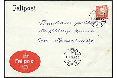 3,50 kr. Margrethe på fortrykt feltpostkuvert annulleret med brotype IIb stempel Feltpost d. 1.10.1990 til Nørresundby.