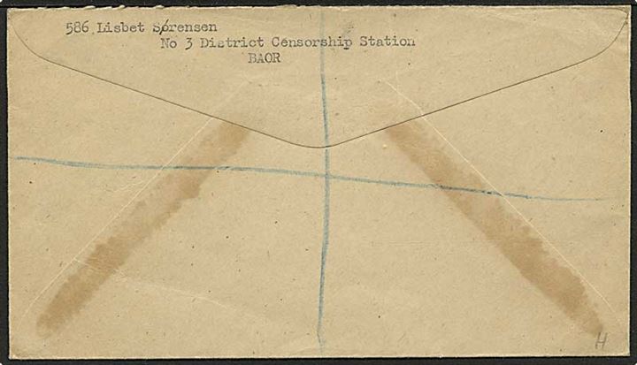3d George VI på anbefalet OAS brev stemplet Field Post Office 489 d. x.12.1947 til Lemvig, Danmark. Fra dansk censor ved No. 3 District Censorship Station i Hamburg.