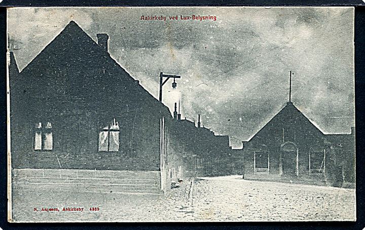 Bornholm. Aakirkeby ved Lux - Belysning. N. Aagesen no. 4389. 