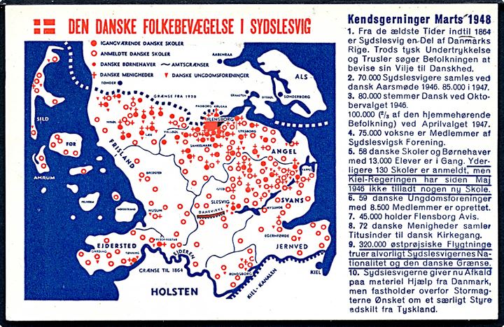 Den danske Folkebevægelse i Sydslesvig. Kendsgerninger Marts 1948. U/no. 
