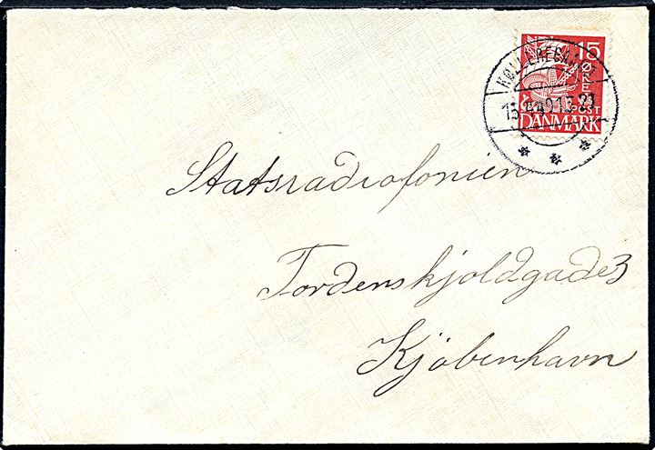 15 øre Karavel på brev annulleret med brotype IIc Kølleregaard d. 15.4.1940 til København. Bagklap mgl.