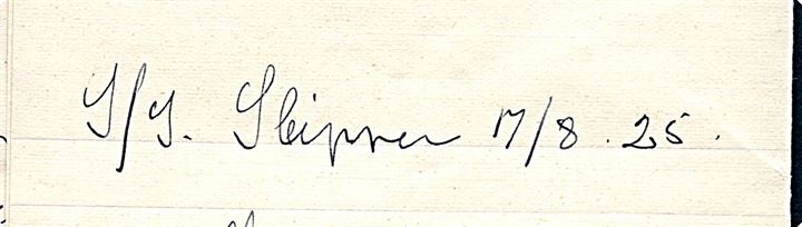 10 øre Bølgelinie i parstykke på brev med fuldt indhold skrevet ombord på S/S Sleipner annulleret København d. 25.8.1925 og sidestemplet Fra Færöerne til Vennerslund pr. Guldborg.