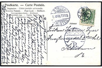 5 øre Chr. IX på brevkort annulleret med stjernestempel YDBY og sidestemplet bureau Struer - Thisted T.1106 d. 12.11.1906 til København.