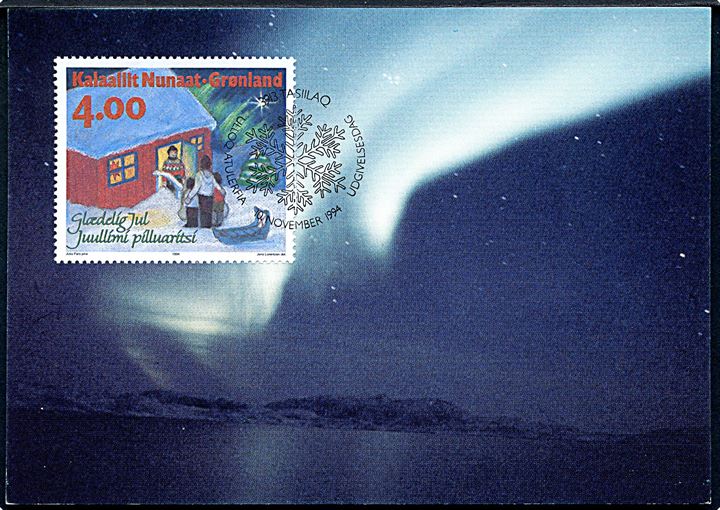 Grønland. 2 postkort med Nordlys. Grønlands Postvæsen no. BET 55 / 94 & 56 / 94. 
