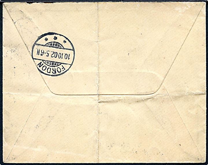 24 øre Våben single på overfrankeret brev annulleret med uldent stempel Frederiksborg (?) 1902 til Frodon, Bromberg, Tyskland. Ank.stemplet d. 10.10.1902. Fold.