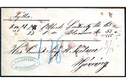 Dampskibs-fragtbrev for gods sendt fra Kjøbenhavn med dampskibet Fylla til Frederikshavn og herfra videre til Hjørring. Stemplet i Frederikshavn d. 22.10.1870 