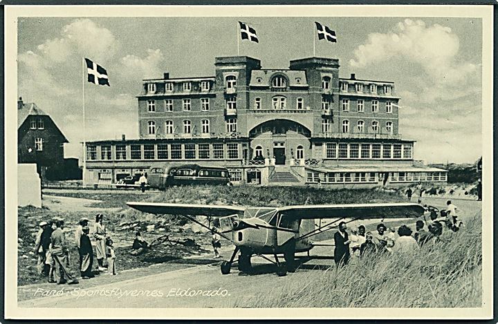 Fanø, Hotel Kongen af Danmark og KZ III sportsflyver. H. Christensen no. 5862.