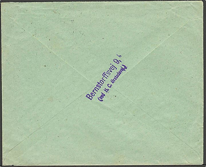 27/10 øre Provisorium single på anbefalet brev fra Kjøbenhavn B. d. 9.10.1918 til Stockholm, Sverige.