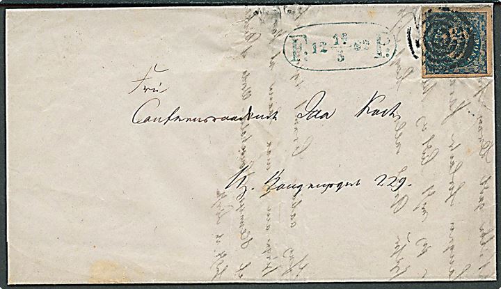 2 R.B.S. Ferslew pl. I nr. 74 (type 6) på lokalbrev med fodpoststempel F:P: d. 16.5.1852, annulleret med stumt stempel. Flot mærke med brede harmoniske rande. Bund-tryk i mørk nuance. Bagside med flot rødt segl.  Attest Grønlund. AFA: 65.000,-