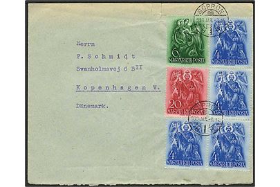 42 f. blandingsfrankeret brev fra Sopron d. 9.1.1938 til København, Danmark.