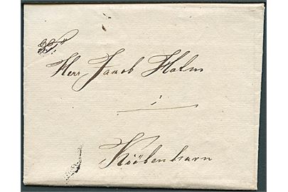 1805. Foldebrev med håndskrevet bynavn Helsingør d. 13.4.1835 til Kjøbenhavn. Fuldt indhold.