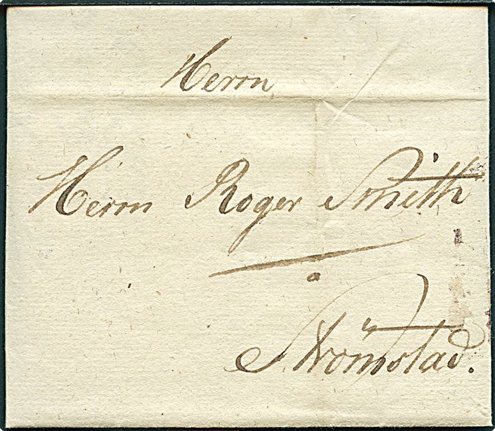 1792. Foldebrev med indhold dateret Helsingør d. 3.2. 1792 til Strömstad, Sverige. Fuldt indhold.