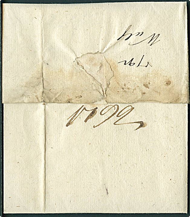 1792. Foldebrev med indhold dateret Helsingør d. 3.2. 1792 til Strömstad, Sverige. Fuldt indhold.