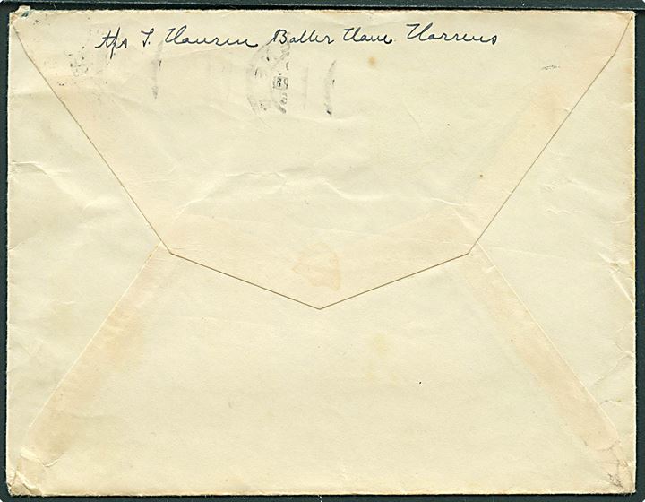20 øre Chr. X på brev annulleret med udslebet stjerne-stempel BOLLER og sidestemplet Horsens d. 17.4.1946 til Aarhus. Vanskeligt stempel. Skilling 1500,-