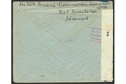 40 øre posthus-franko frankeret flygtningebrev fra København d. 9.8.1946 til Mandelsloh, Tyskland. Åbnet af britisk efterkrigscensur i Tyskland. På bagsiden stempel: Lejr. Nr. 130 Kløvermarken Amager