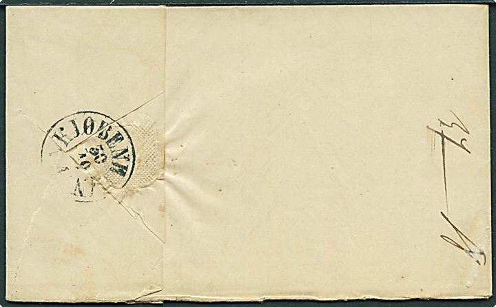 1841. 18 sk. francobrev m. antiqua Kjøbenhavn d. 30.10. 1841 til Randers. 9 rbs gebyr for indlevering 1-2 timer efter normal åbningstid.