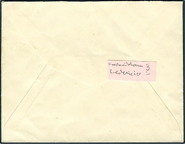 5 øre og 10 øre Bølgelinie på brev annulleret med svagt bureaustempel København - Fredericia T.44 d. 5.7.1934 og sidestemplet med posthornstempel ØSTERBALLE (AALESTRUP) til København. 
