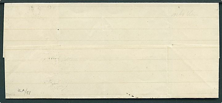Kro-post. 4 sk. stukken kant på brev annulleret med nr.stempel “8” og antiqua Bogense d. 11.4.1864 til Nørre Aaby pr. Indslev Kro, Fyn. Indslev Kro blev oprettet som brevsamlingssted d. 1.10.1852 og flyttet til Nørre Aaby ved den fysnke jernbanes åbning pr. 8.9.1865.