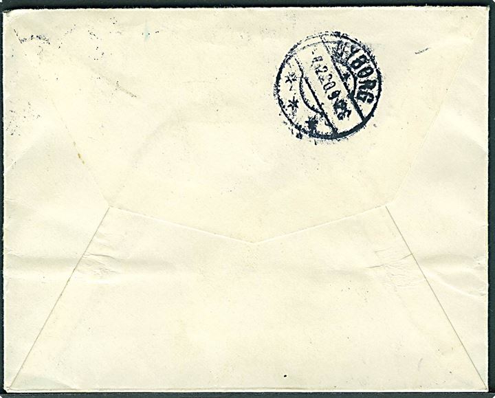 10 øre Chr. X (2) på brev fra Kjøbenhavn d. 7.12.1920 til Fg. 140 (= Fange 140) i Nyborg Straffeanstalt, Nyborg. Gennemlæst inden udlevering i fængslet og påskrevet “Konfiskeret” med rødkridt. 