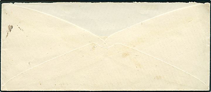 Kro-post. 4 sk. Tofarvet (kort hj.) annulleret med blæk kryds på brev ca. 187x til læge Behncke i Skjødstrup over Løgten Kro. Brevsamlingsted på Løgten Kro 1858-79. Bagklap mgl.