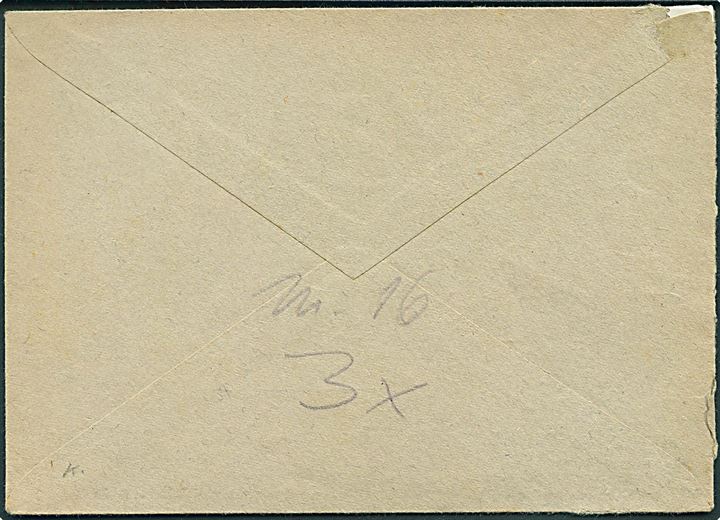 Ufrankeret brev ca. 1944 fra “Gericht des Höheren Kommandos Kopenhagen” med violet stempel “Kurier!” til Batl. D XVII på Berritsgaard ved Sakskøbing, Lolland.