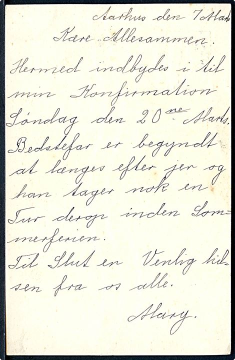 10 øre helsagsbrevkort (fabr. 102-H) annulleret med vanskeligt brotype IId stempel Aarhus d. 7.3.1932 til Balling. Stempel set anvendt i årene 1930-36.